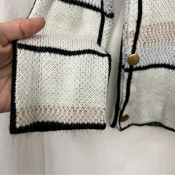 Plaid Windowpane Geometric Cozy Crewneck Preppy Casual Sweater - Picture 5 of 7